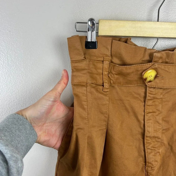 Free People Paperbag Waist Pants Size 0 High Rise Pleated Work Academia Brown - Picture 5 of 10